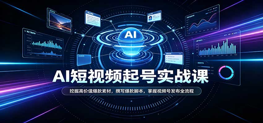 短视频AI起号实战课：挖掘高价值爆款素材，撰写爆款脚本，掌握视频号发布全流程-御文网