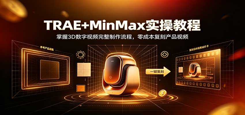 TRAE+MinMax实操教程：3D数字视频完整制作流程，零成本复刻产品视频-御文网