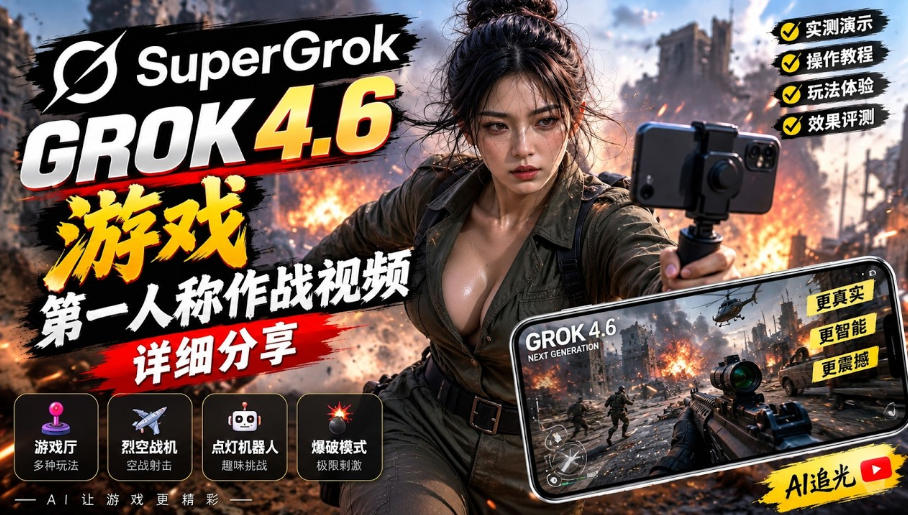 Grok 4.6也能做游戏？第一人称作战视频实测｜玩法详细讲解-御文网