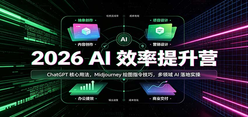 2026 AI效率提升营：ChatGPT核心用法，Midjourney绘图指令技巧，多领域AI落地实操-御文网