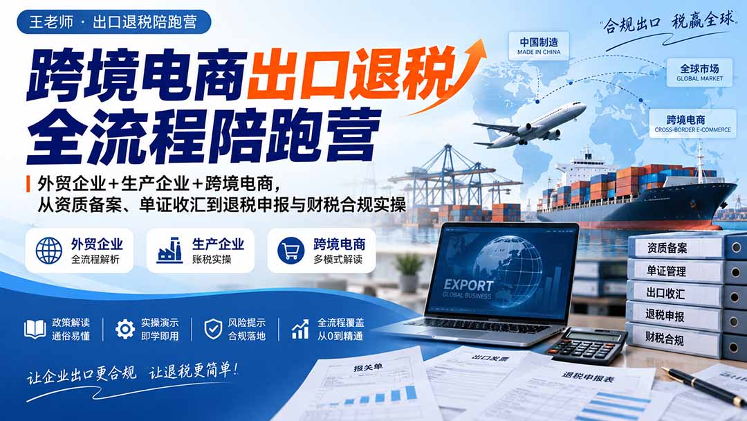 跨境电商出口退税全流程陪跑营｜外贸企业+生产企业+跨境电商，从资质备案、单证收汇到退税申报与财税合规实操-御文网