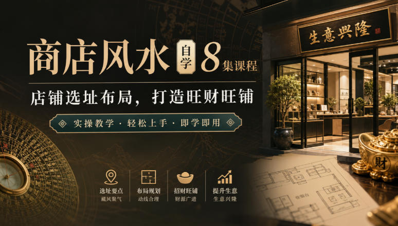 商店风水自学8集课程｜店铺选址布局，打造旺财旺铺实操教学-御文网