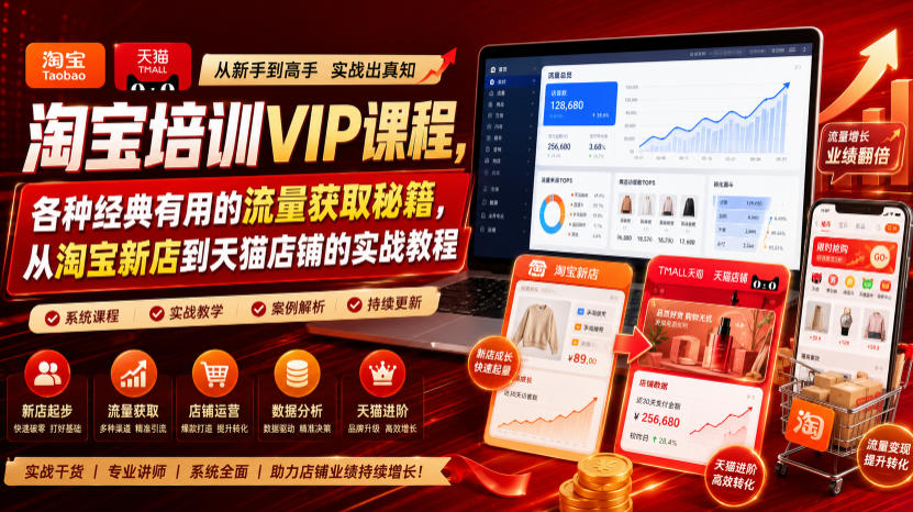 淘宝培训VIP课程，各种经典有用的流量获取秘籍，从淘宝新店到天猫店铺的实战教程(更新09月17日)-御文网
