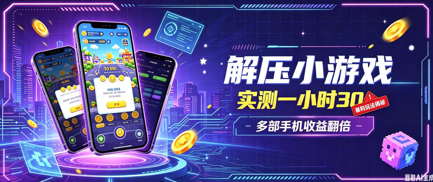 小游戏全流程玩法，实测一小时搞30，简单无脑解压，当天做当天就能看到进账，直接冲就行【揭秘】-御文网