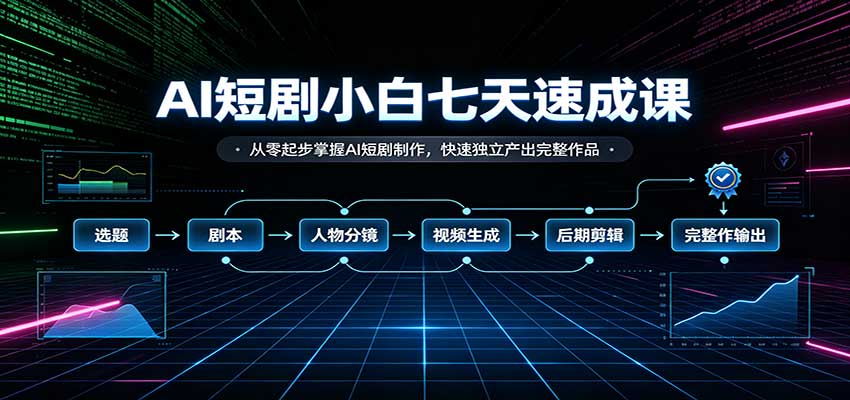 AI短剧小白七天速成课：从零起步掌握AI短剧制作，快速独立产出完整作品-御文网