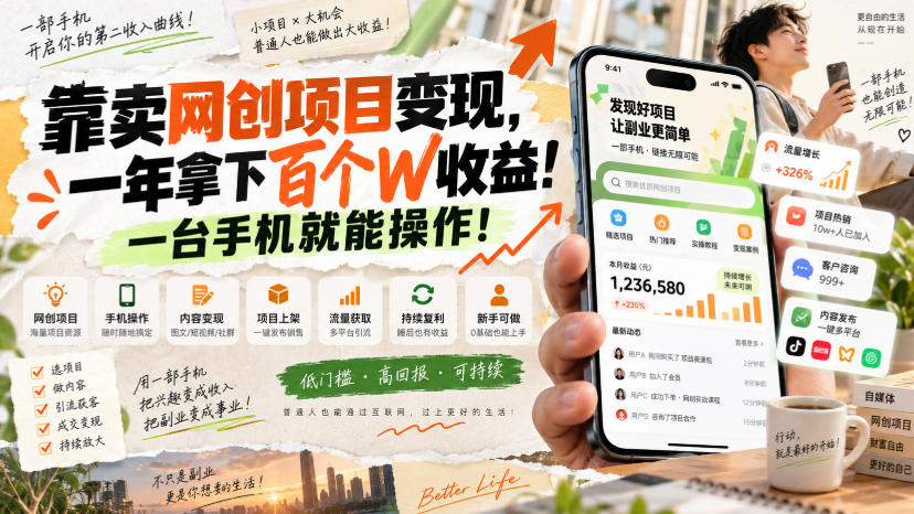 网创小程序虚拟资料变现，一年拿下百万收益，一部手机就可以做，0成本变现副业！-御文网