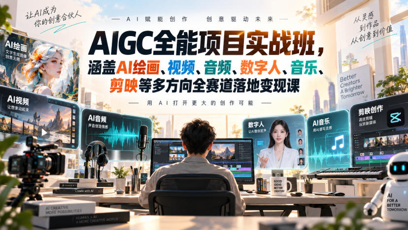 AIGC全能项目实战班，涵盖AI绘画、视频、音频、数字人、音乐、剪映等多方向全赛道落地变现课(更新)-御文网