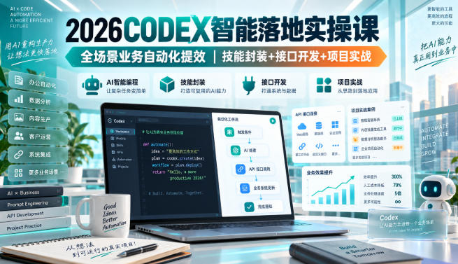 2026Codex智能落地实操课,全场景业务自动化提效,技能封装+接口开发+项目实战-御文网