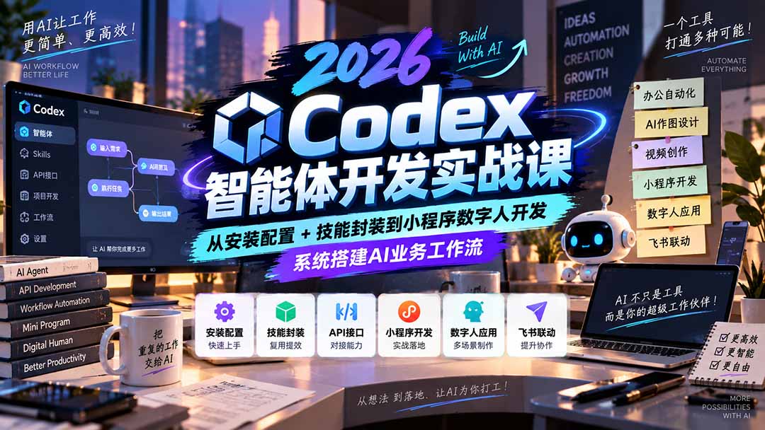 2026Codex智能体开发实战课：从安装配置+技能封装到小程序数字人开发，系统搭建AI业务工作流-御文网