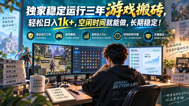 独家稳定运行三年游戏搬砖,轻松日入1k+,空闲时间就能做,长期稳定!【揭秘】-御文网
