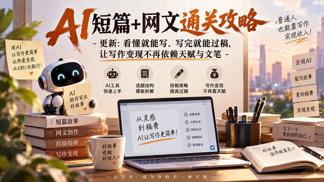 AI短篇+网文通关攻略-更新0921:看懂就能写、写完就能过稿,让写作变现不再依赖天赋与文笔-御文网