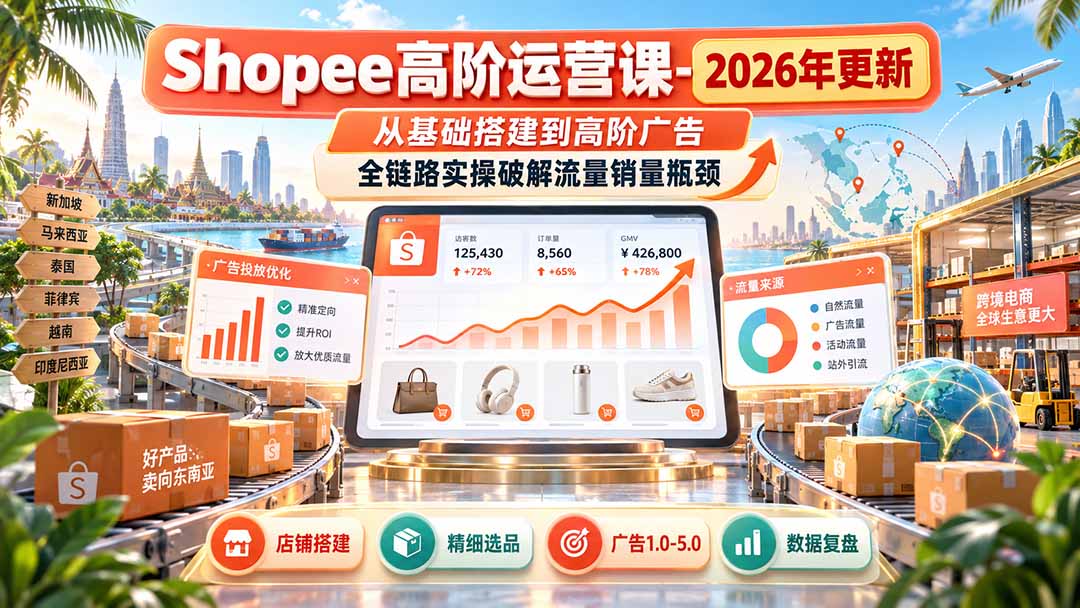 Shopee高阶运营课-更新9月，从基础搭建到高阶广告，全链路实操破解流量销量瓶颈-御文网