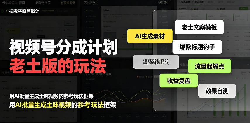视频号分成计划老土版的玩法,流量爆炸,每天收益300+,纯靠AI生成,越土的玩法,越高级-御文网