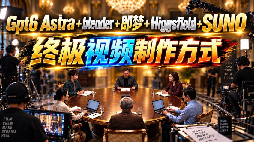 GPT-6 Astra+Blender+即梦+Higgsfield+Suno=终极视频制作方式!-御文网