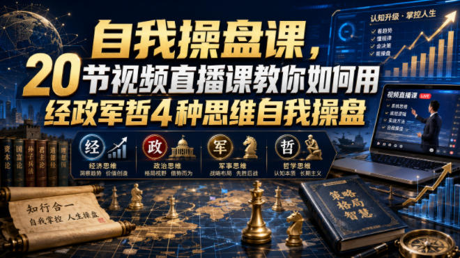 【无水印】自我操盘课，20节视频直播课教你如何用经政军哲4种思维自我操盘(更新0924)-御文网