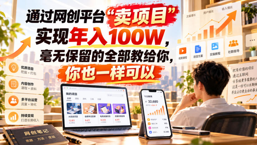 通过网创平台“卖项目”实现年入100W，毫无保留的全部教给你，你也一样可以！【揭秘】-御文网