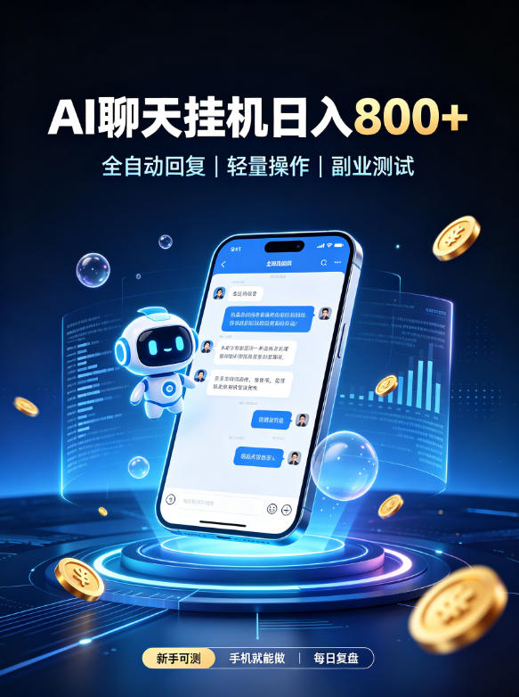 AI聊天挂G项目，日入800➕，全自动操作，适用个人副业，支持工作室矩阵操作【揭秘】-御文网