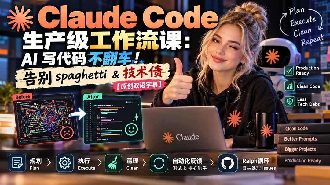 Claude Code 生产级工作流课：AI 写代码不翻车！告别 spaghetti & 技术债【原创双语字幕】-御文网
