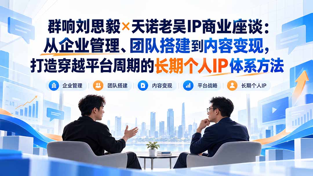 群响刘思毅×天诺老吴IP商业座谈:从企业管理、团队搭建到内容变现,打造穿越平台周期的长期个人IP体系方法-御文网
