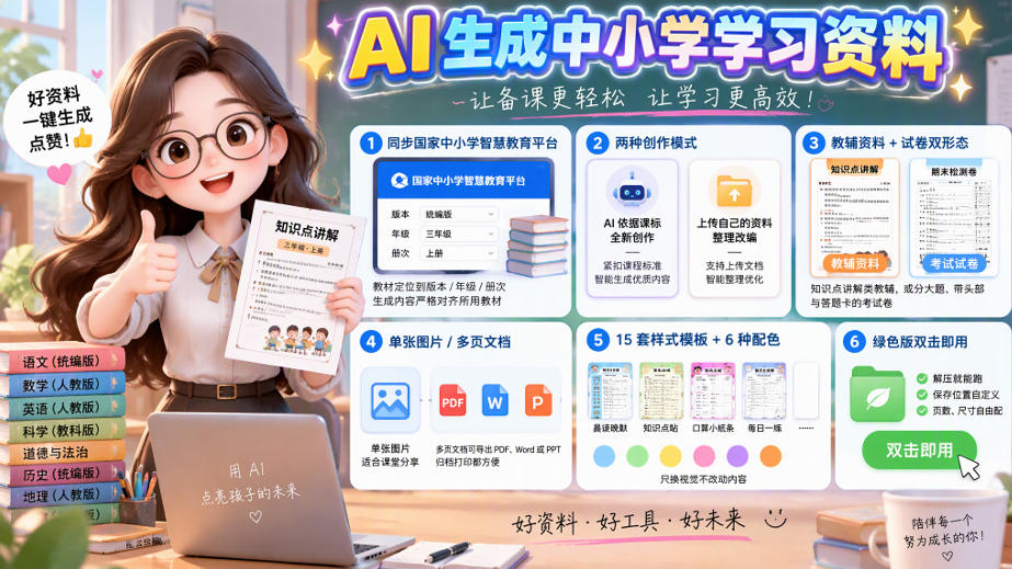 孩子的教辅别再乱买了：同步国家中小学智慧平台，AI一键生成图文教辅和试卷-御文网