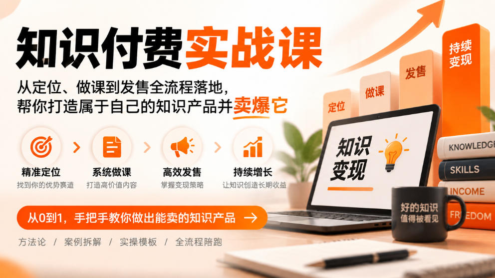 知识付费实战课：从定位、做课到发售全流程落地，帮你打造属于自己的知识产品并卖爆它-御文网
