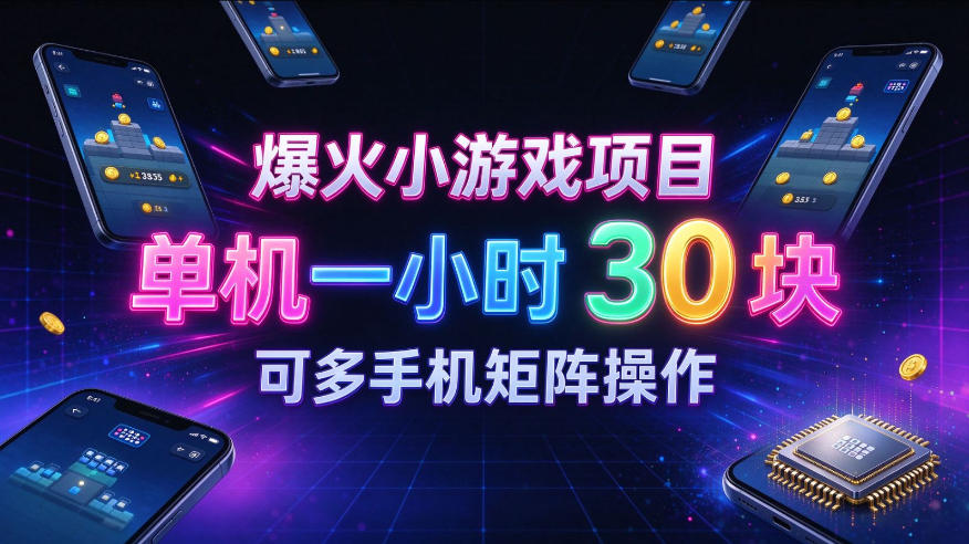 爆火小游戏撸金项目，实测单机一小时30+，可多手机矩阵操作，新手看完一遍就能上手【揭秘】-御文网