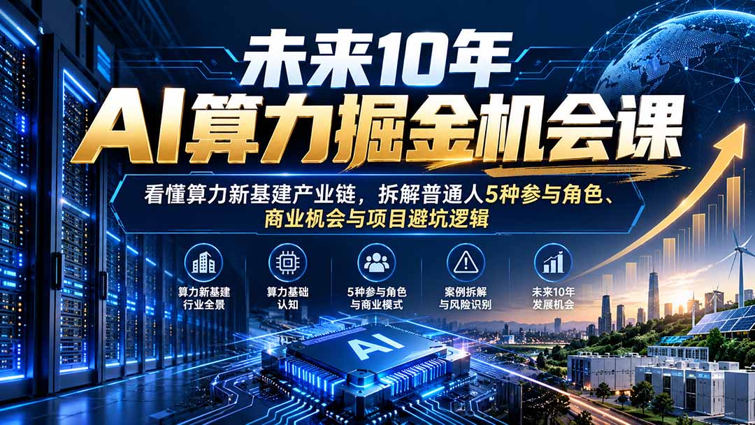 未来10年AI算力掘金机会课:看懂算力新基建产业链,拆解普通人5种参与角色、商业机会与项目避坑逻辑-御文网