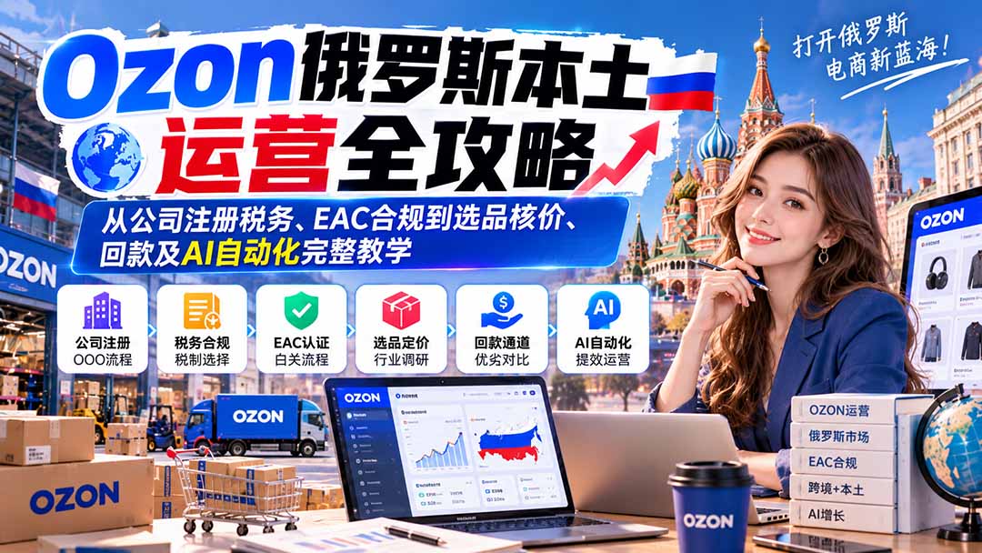 Ozon俄罗斯本土运营全攻略:从公司注册税务、EAC合规到选品核价、回款及AI自动化完整教学-御文网