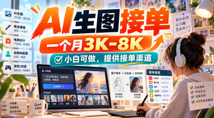 AI生图接单，一个月3K-8K，小白可做，提供接单渠道-御文网