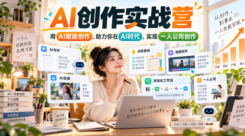 AI创作实战营，用AI赋能创作，助力你在AI时代，实现一人公司创作-御文网