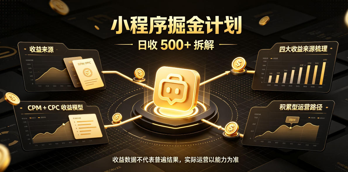 小程序推广计划，日收500+，腾讯官方打款，客户留存率高，收益长期稳定【揭秘】-御文网