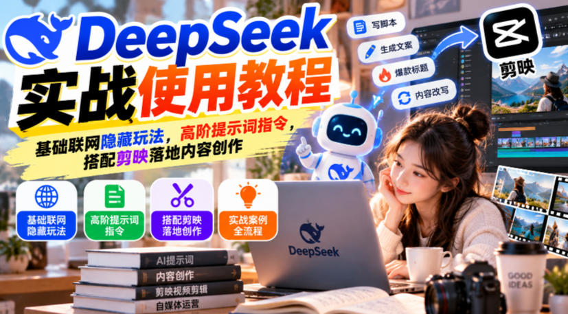 DeepSeek实战使用教程｜基础联网隐藏玩法，高阶提示词指令，搭配剪映落地内容创作-御文网