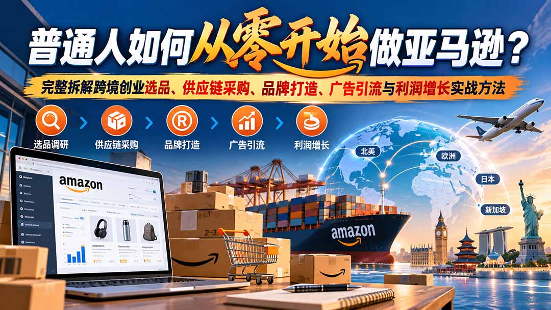 普通人如何从零开始做亚马逊？完整拆解跨境创业选品、供应链采购、品牌打造、广告引流与利润增长实战方法-御文网