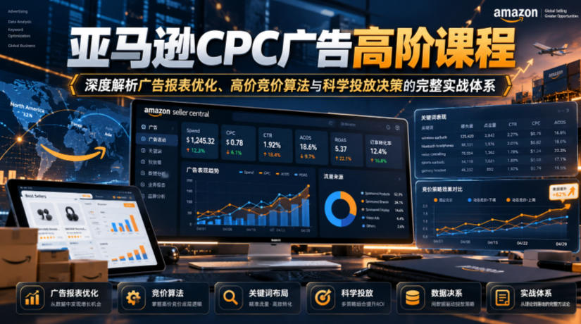 亚马逊CPC广告高阶课程，深度解析广告报表优化、高价竞价算法与科学投放决策的完整实战体系-御文网