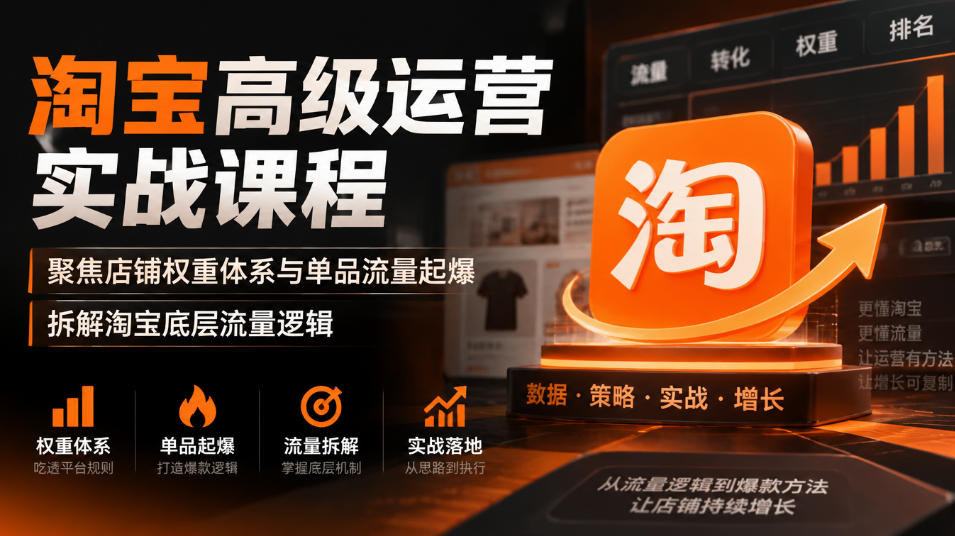 淘宝高级运营实战课程,聚焦店铺权重体系与单品流量起爆,拆解淘宝底层流量逻辑-御文网