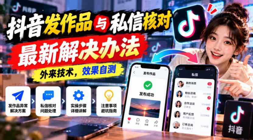 抖音发作品与私信核对最新解决办法,外来技术,效果自测-御文网